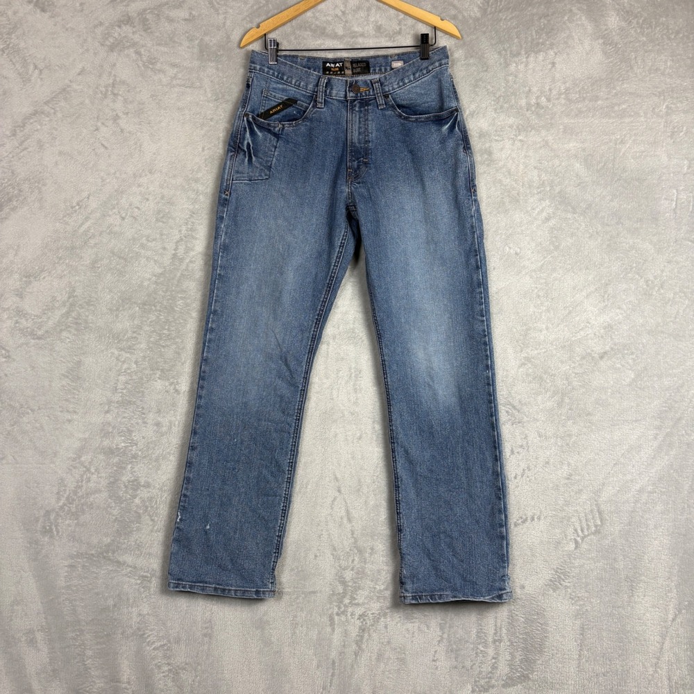 Ariat Rebar M4 Relaxed Boot Cut Jeans Mens 31x34 Medium Wash Blue Denim